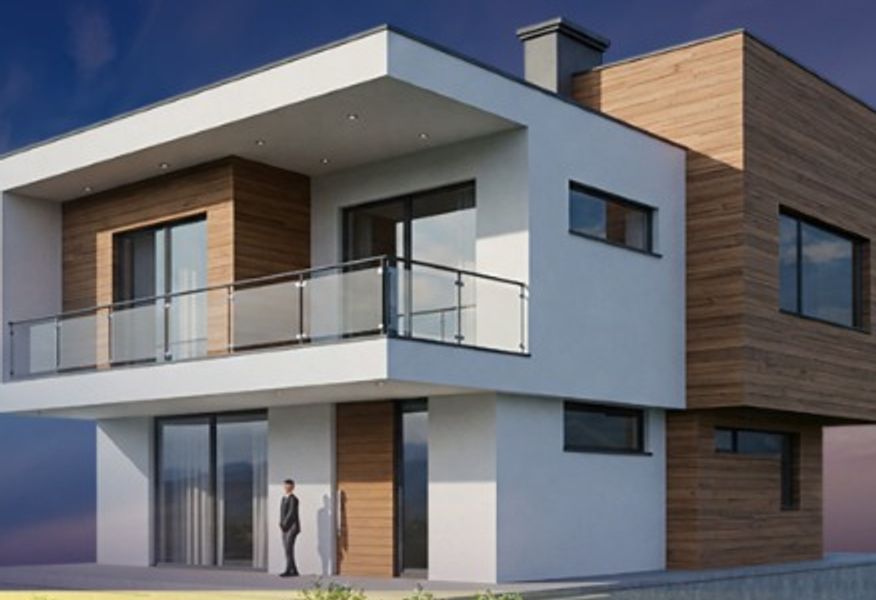 Modern luxury villa by VKS Promoters at dusk